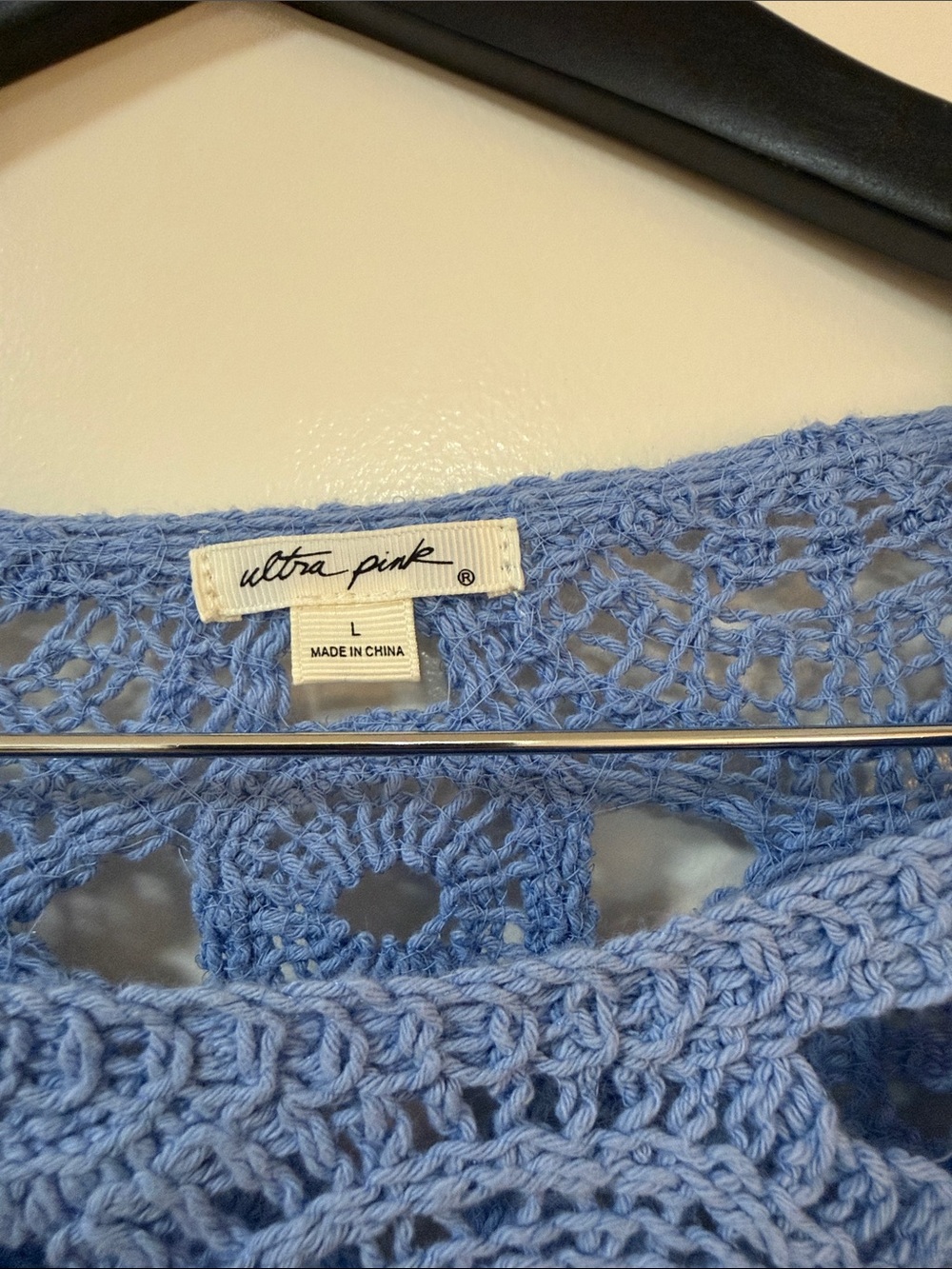 Ultra Pink Lavender Blue Crochet Circle Sweater - Picture 3 of 7